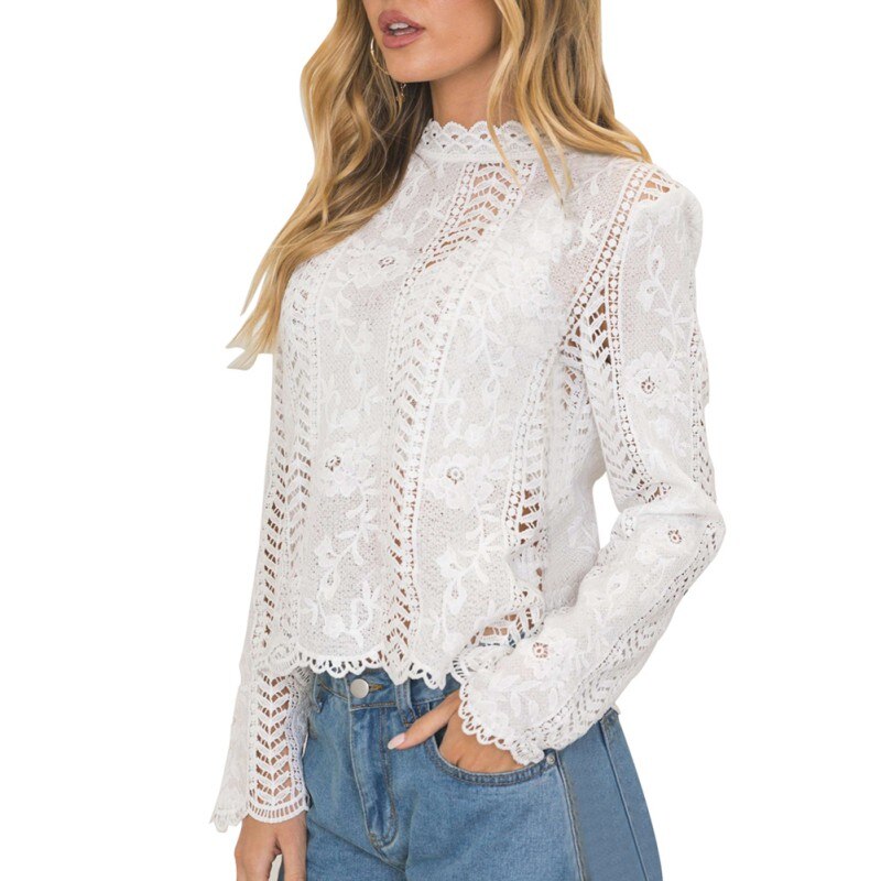Blusa Manga Longa Bordado Branca