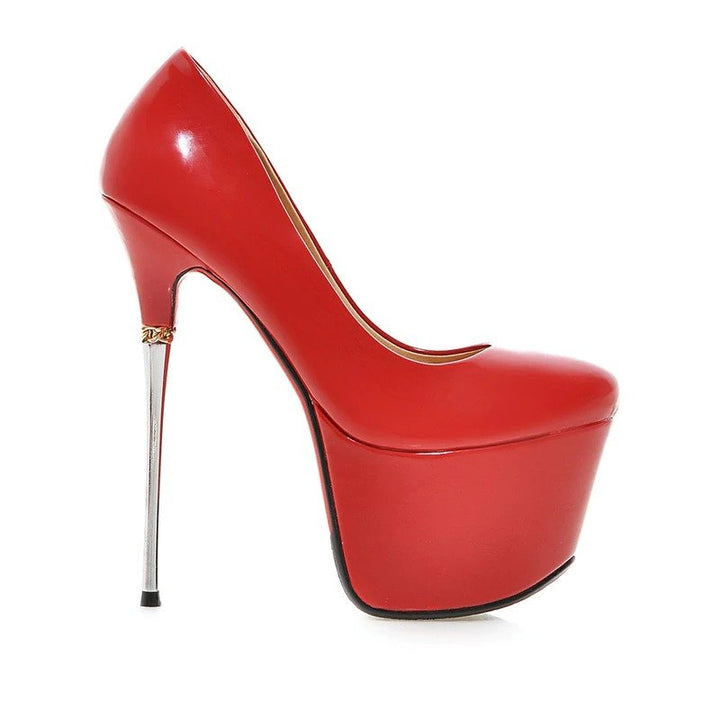 Scarpin Verniz Salto Prata