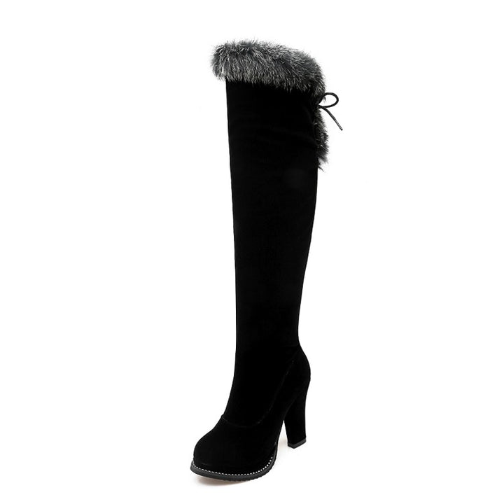 Bota Cano Alto Pelúcia Preta