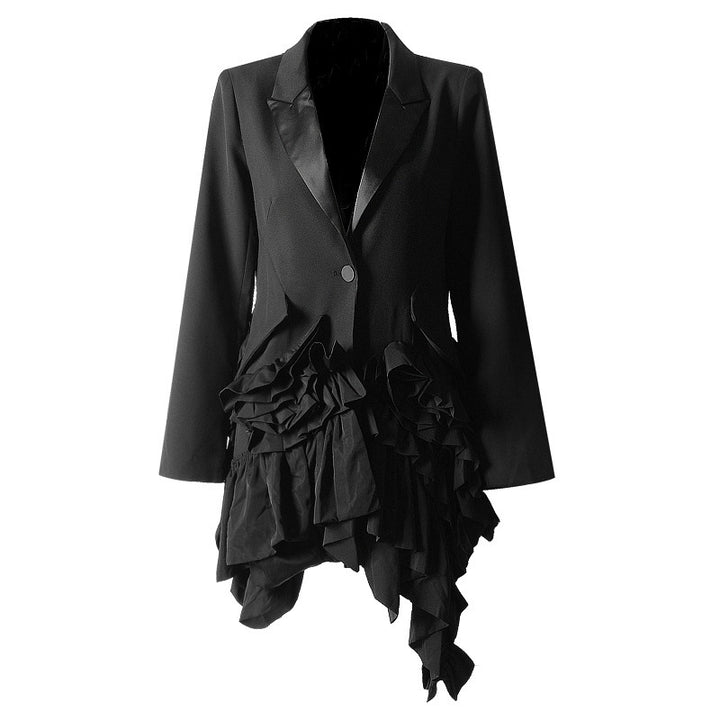 Blazer Alongado com Babados Preto