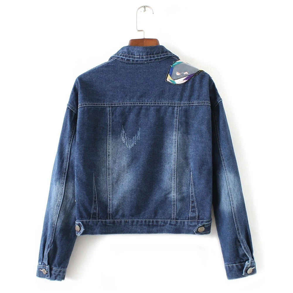 Jaqueta Feminina Jeans Bordada