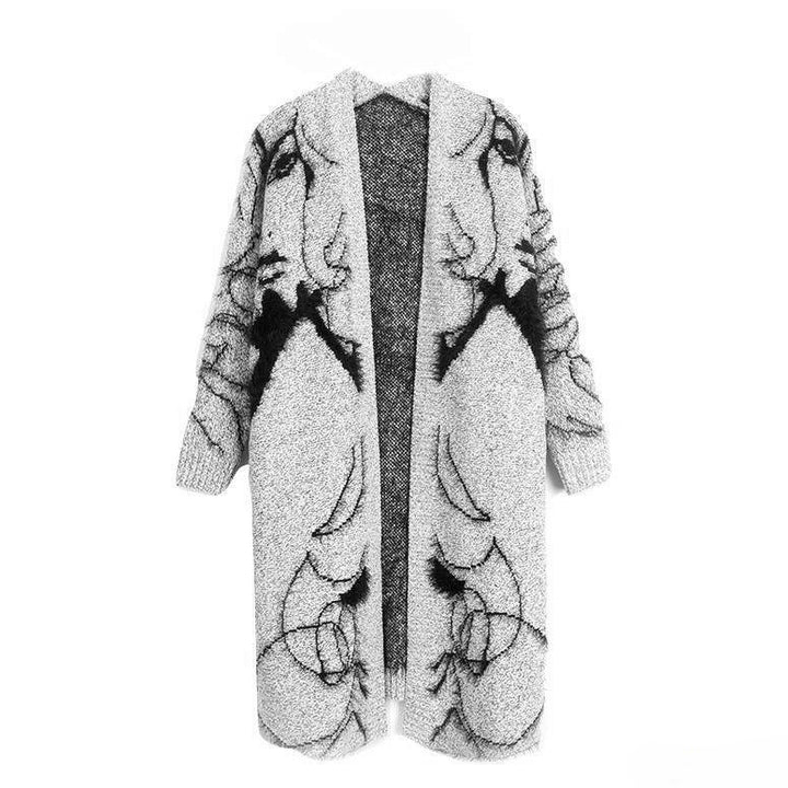 Cardigan Tricot Alongado Cinza