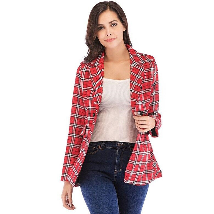 Blazer Xadrez Abotoamento Vermelho