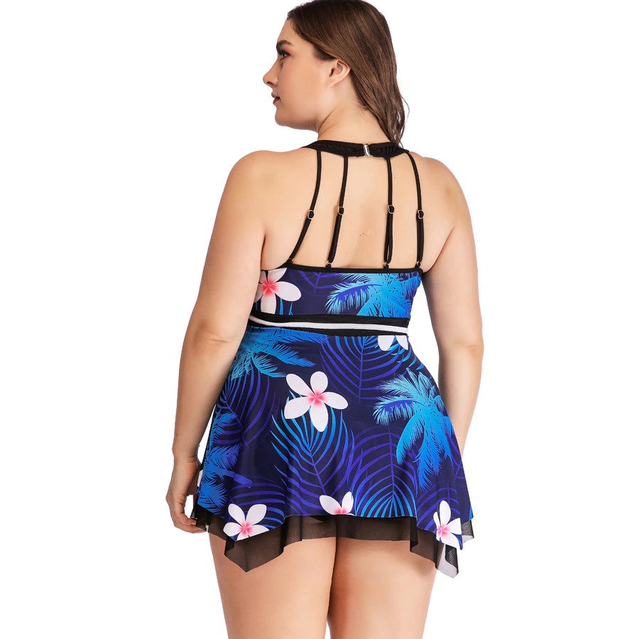 Saída Plus Size Floral Azul