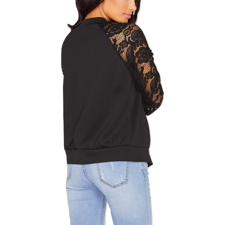 Jaqueta Bomber Manga Renda