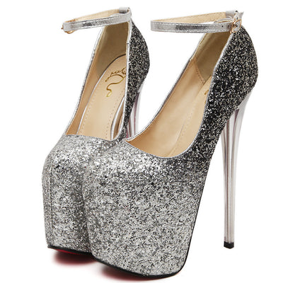 SCARPIN MARY JANE  PRATA COM GLITTER - PODEROSA SHOP