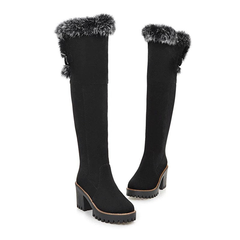 Bota Cano Alto Suede Pelos