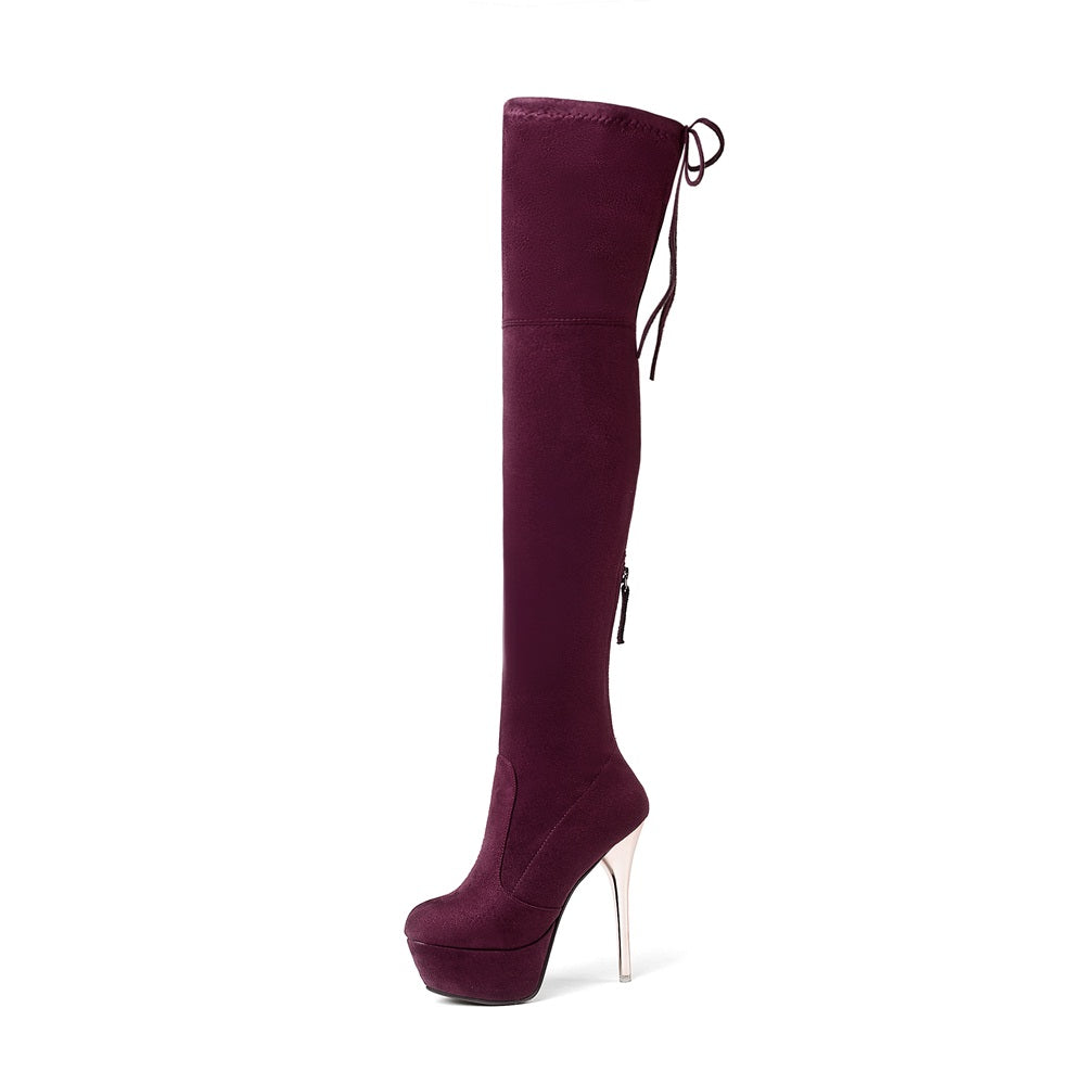 Bota Over The Knee Salto Alto Dourado