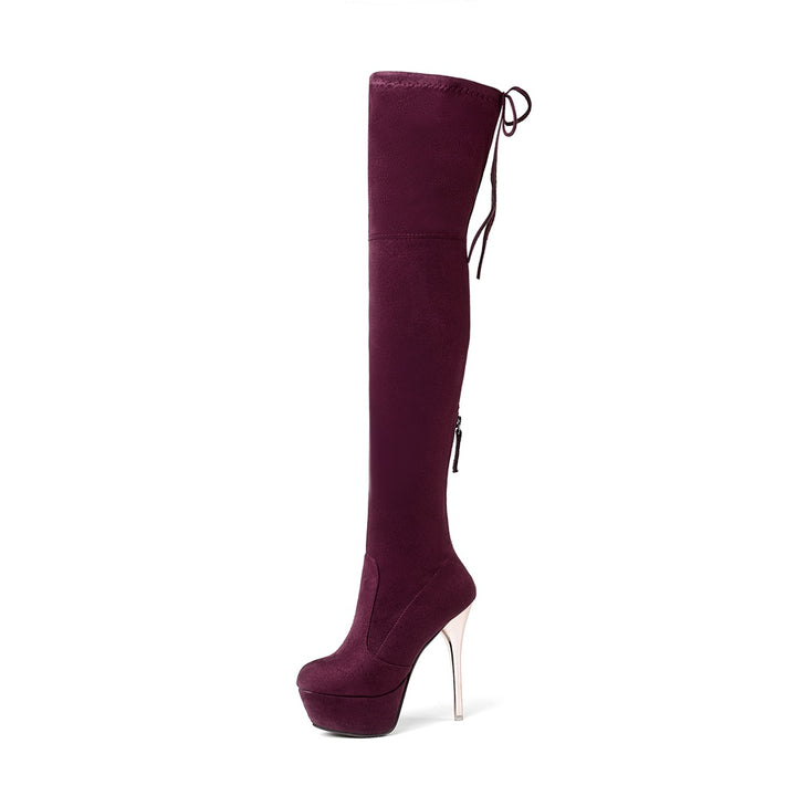 Bota Over The Knee Salto Alto Dourado