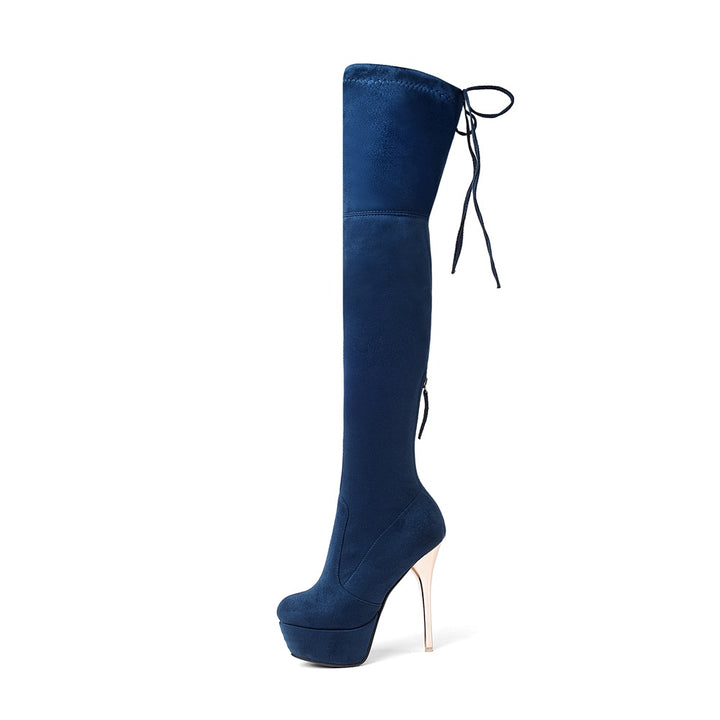 Bota Over The Knee Salto Alto Dourado