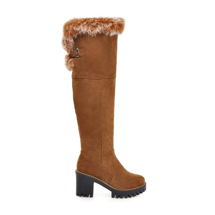 Bota Cano Alto Suede Pelos