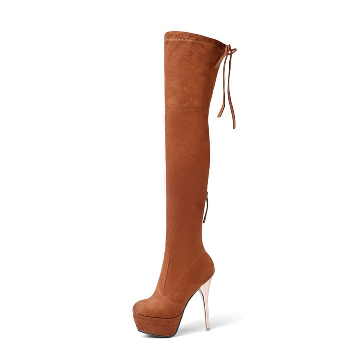 Bota Over The Knee Salto Alto Dourado