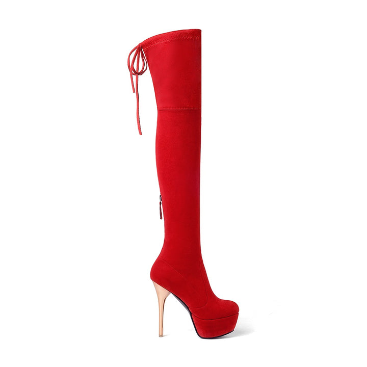 Bota Over The Knee Salto Alto Dourado