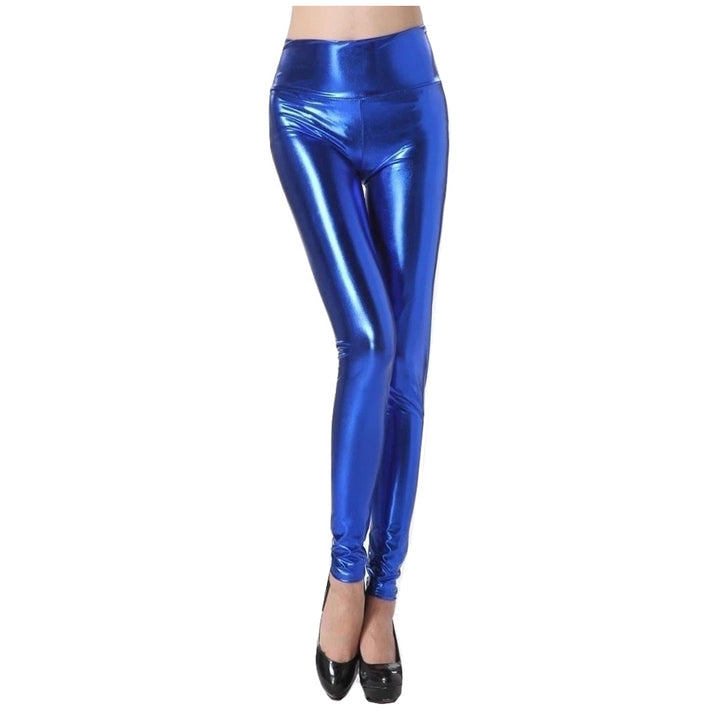 Calça Legging Metalizada Cintura Alta