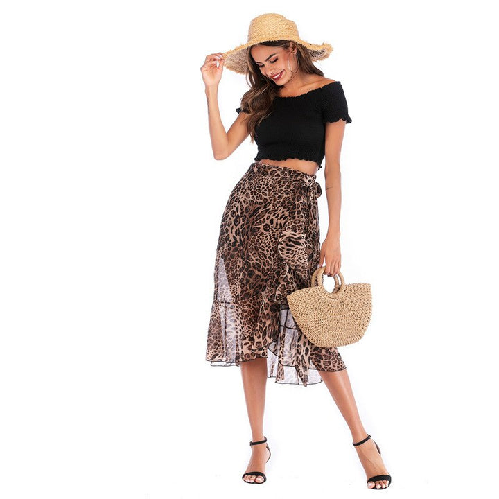 Saia Midi Tule Leopardo
