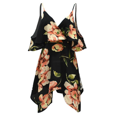 VESTIDO OPEN SHOULDER SEDA FLORAL - PODEROSA SHOP