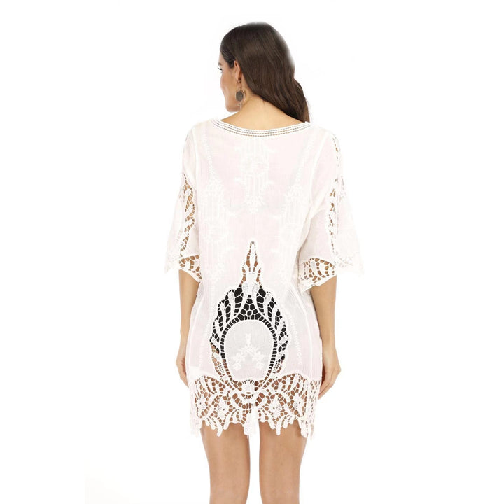 Saída de Praia Detalhe Crochet Branca