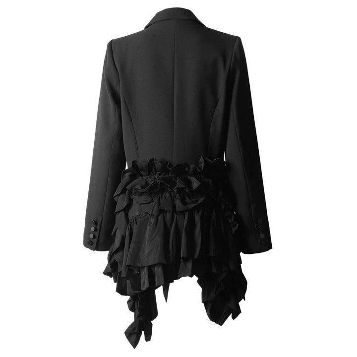 Blazer Alongado com Babados Preto