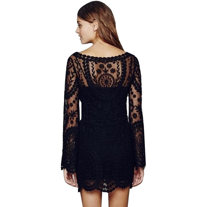 Vestido Manga Longa Renda