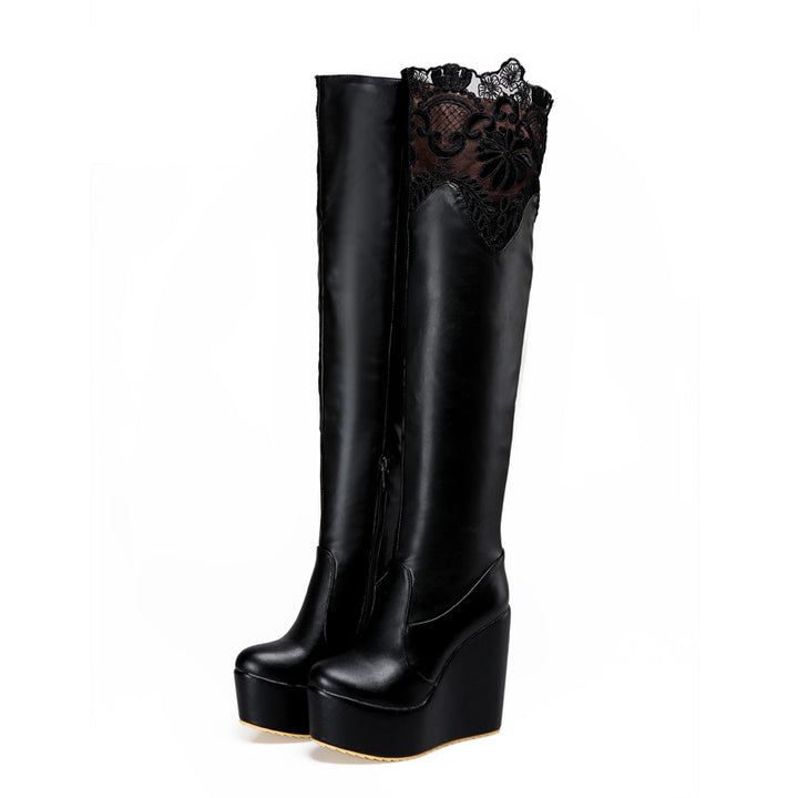 Bota Over The Knee Plataforma Renda