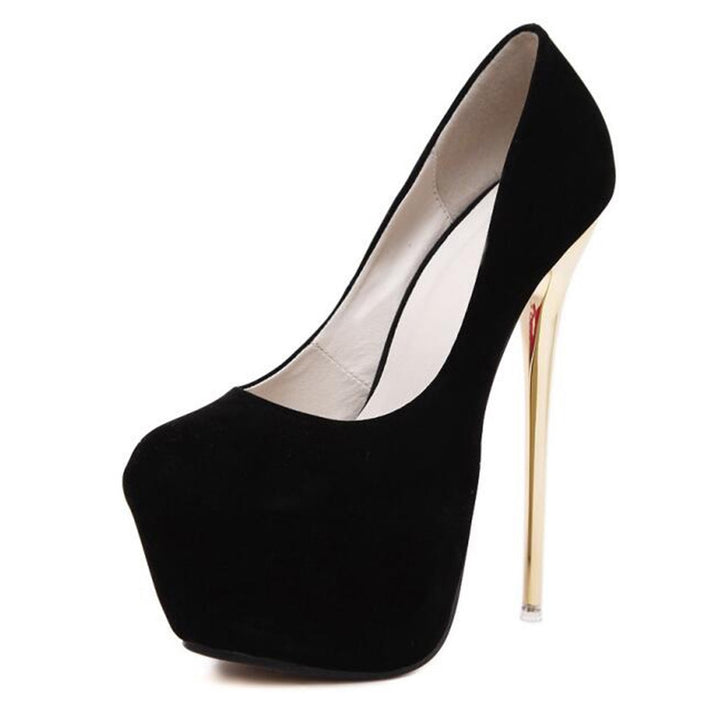Scarpin Veludo Salto Dourado