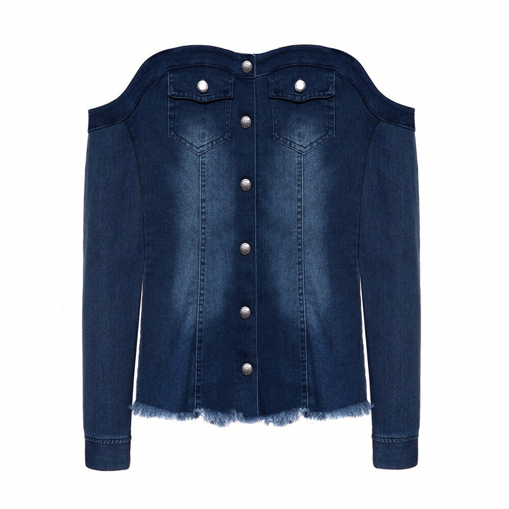 Blusa Jeans Ombro a Ombro