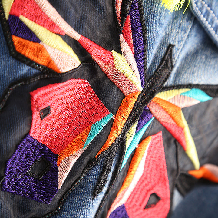 Jaqueta Feminina Jeans Bordada