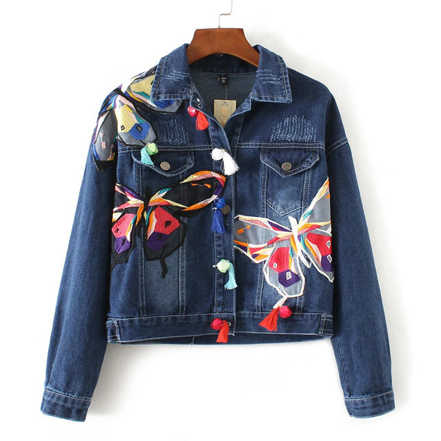 Jaqueta Feminina Jeans Bordada