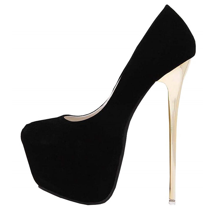 Scarpin Veludo Salto Dourado