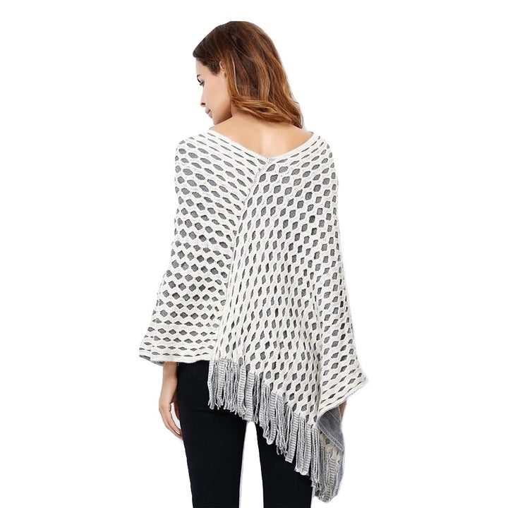 Poncho Tricot Com Franjas