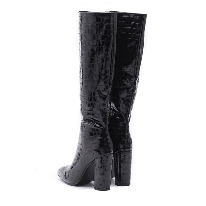 Bota Cano Longo Croco Salto Bloco