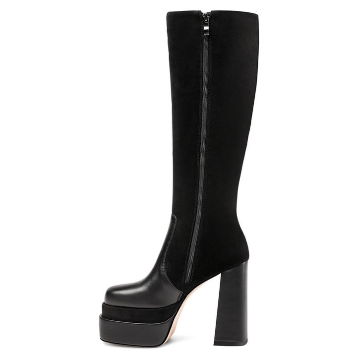 Bota Cano Longo Salto Bloco Meia Pata