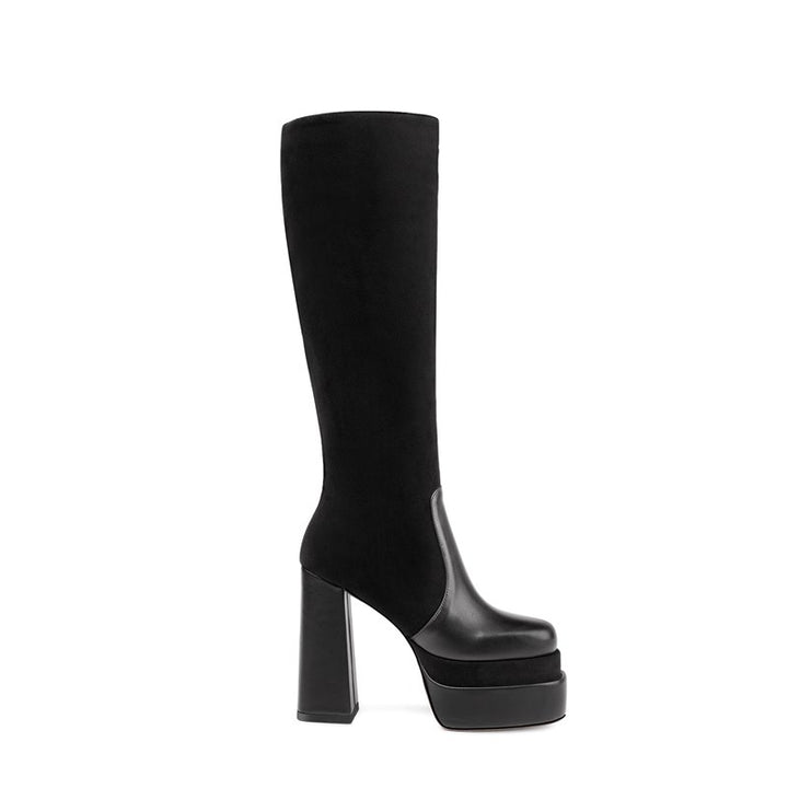 Bota Cano Longo Salto Bloco Meia Pata