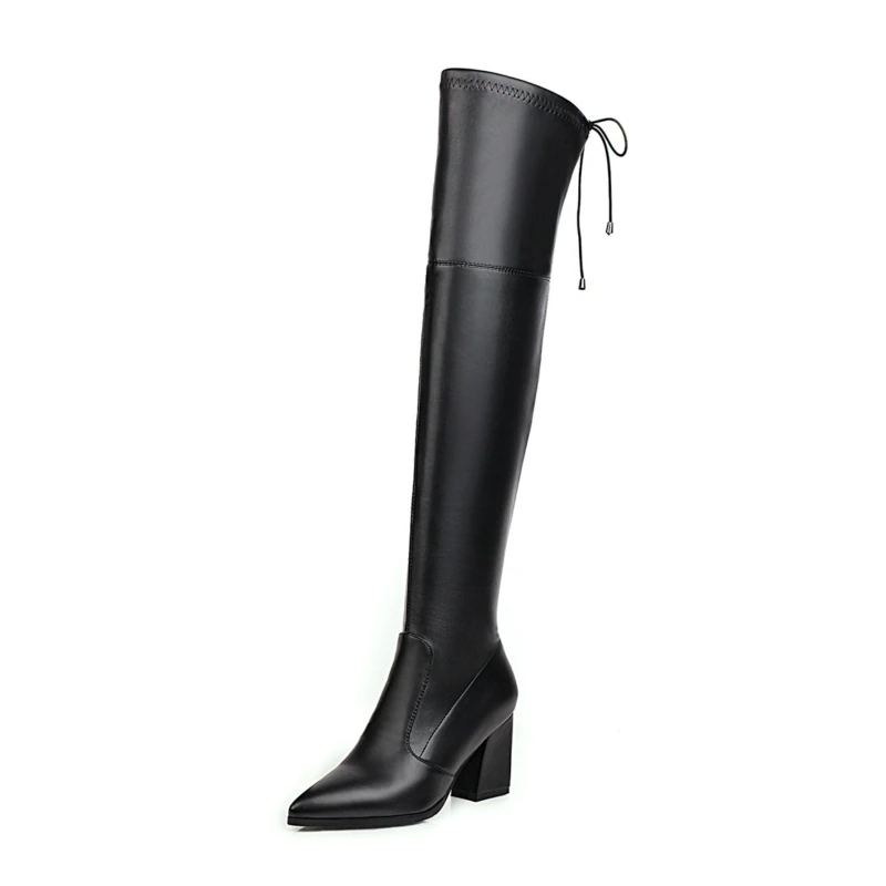 Bota Over The Knee Bico Fino Salto Flare