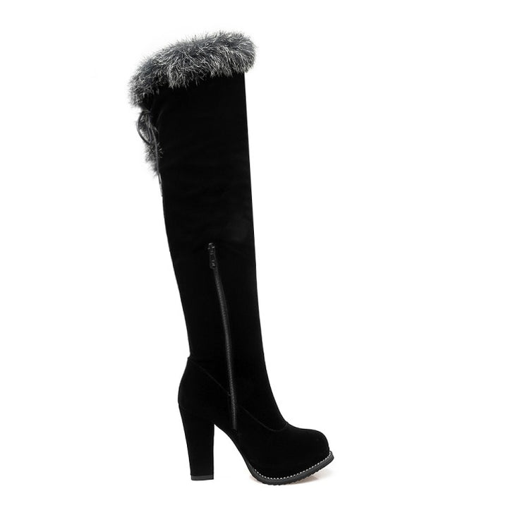 Bota Cano Alto Pelúcia Preta