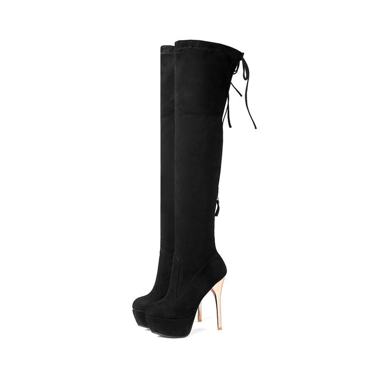 Bota Over The Knee Salto Alto Dourado