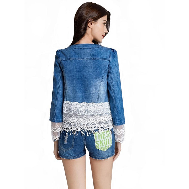 Jaqueta Jeans Renda Pérolas