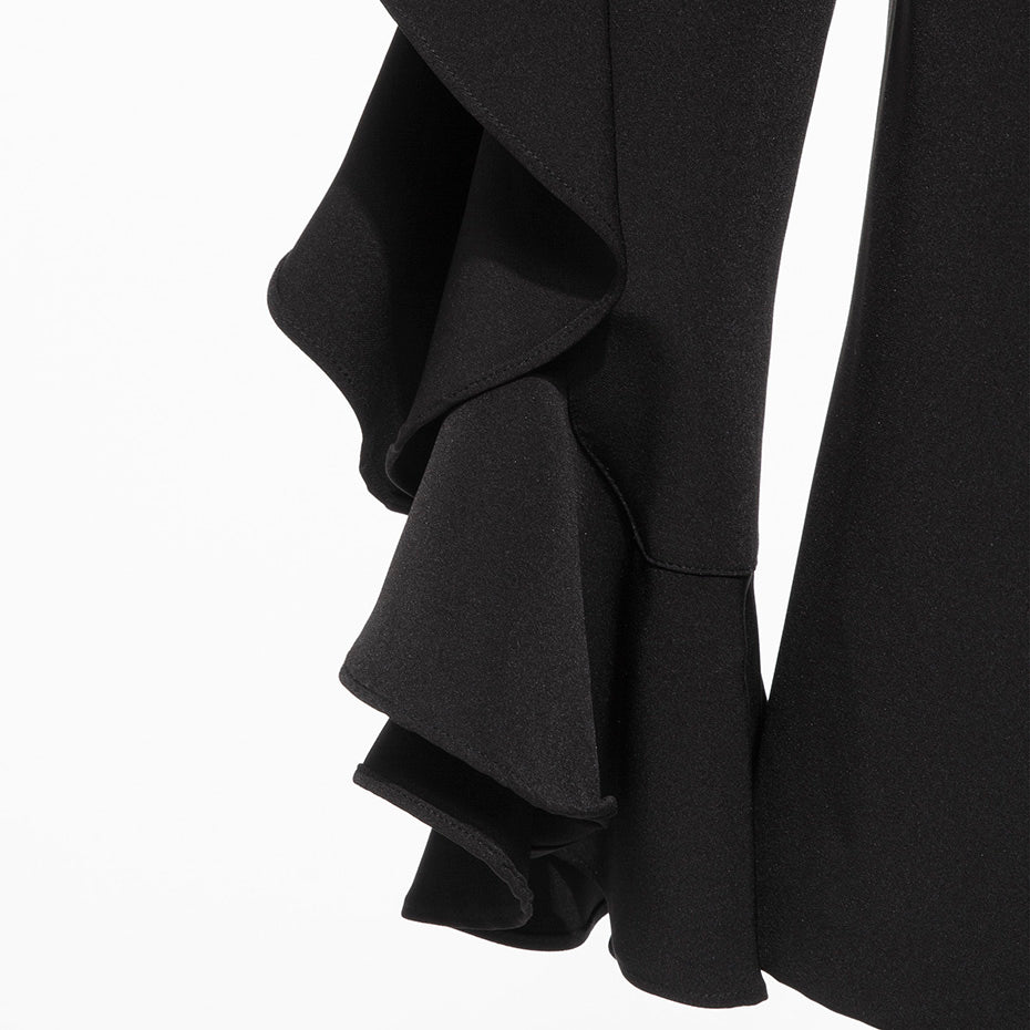 Blazer Feminino Manga Babado Preto