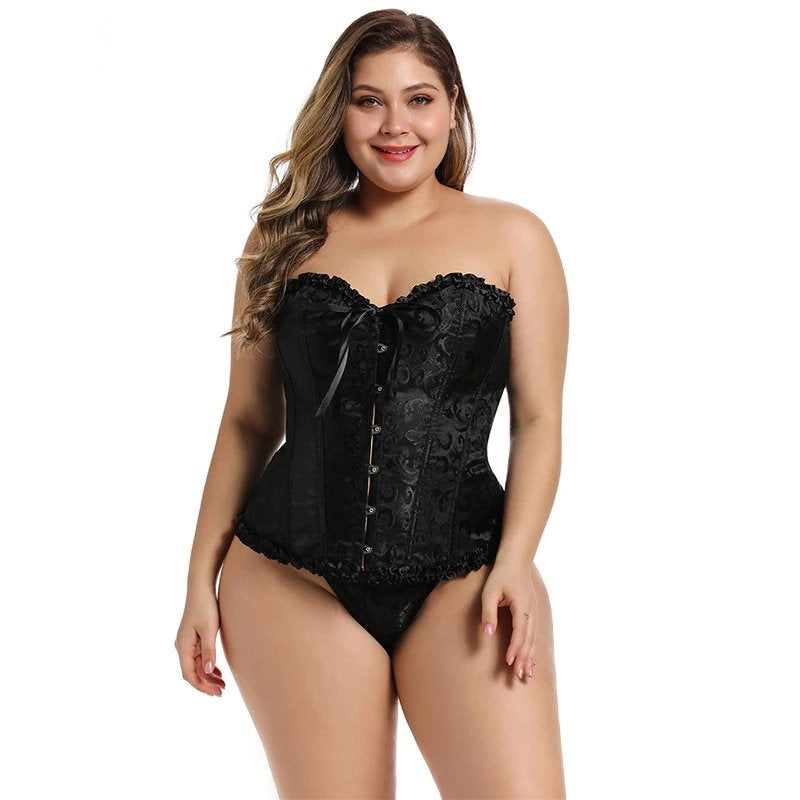 Corset Overbust Plus Size Preto- Frete Grátis – Poderosa