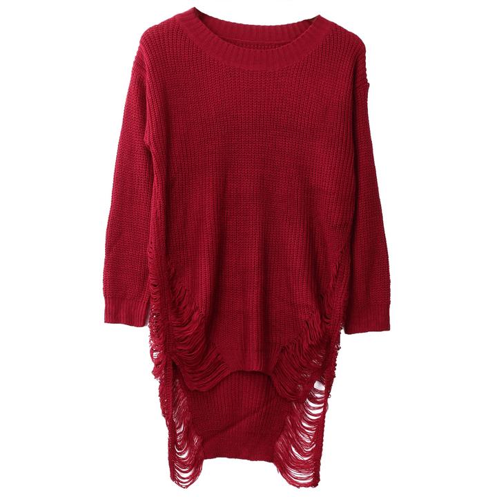Suéter Tricot Alongado Destroyed