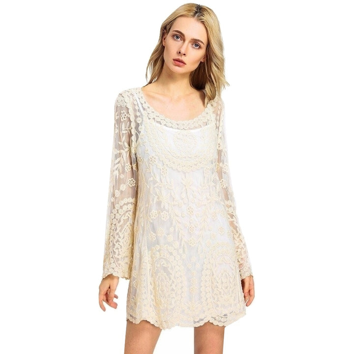 Vestido Manga Longa Renda