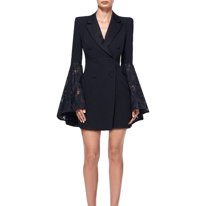 Blazer Alongado Manga Flare Renda