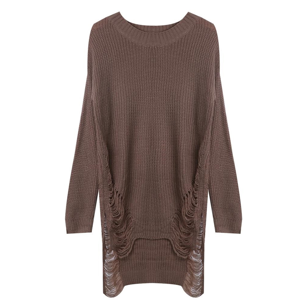 Suéter Tricot Alongado Destroyed
