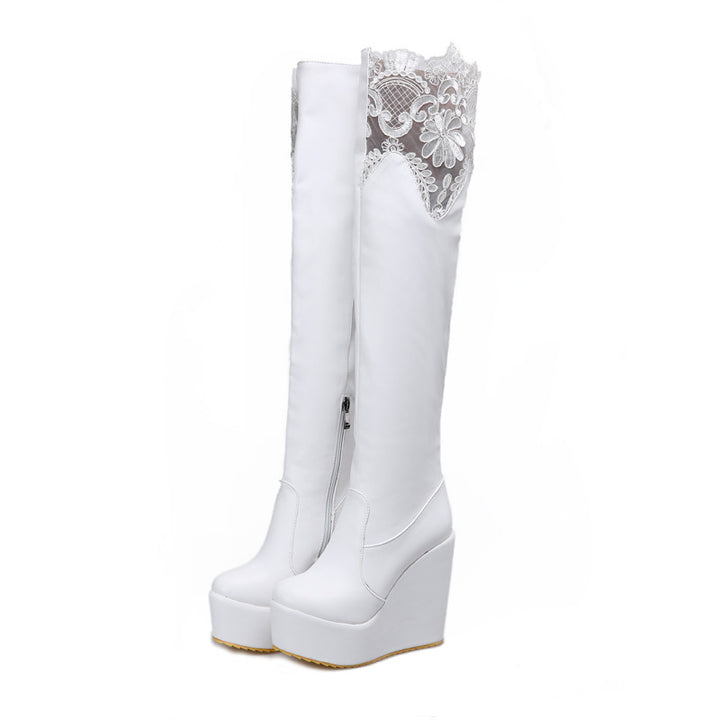 Bota Over The Knee Plataforma Renda