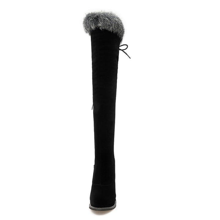Bota Cano Alto Pelúcia Preta