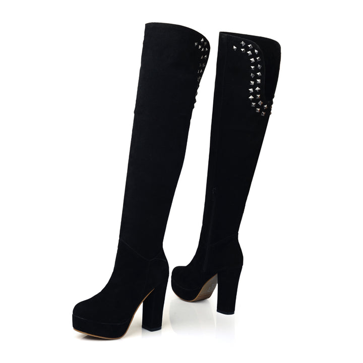 Bota Over The Knee Salto Grosso Rebites