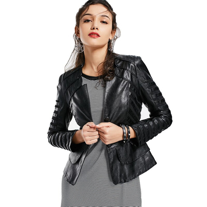 Jaqueta Couro Ecológico Recortes Plus Size