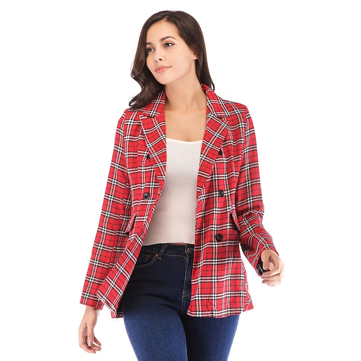 Blazer Xadrez Abotoamento Vermelho