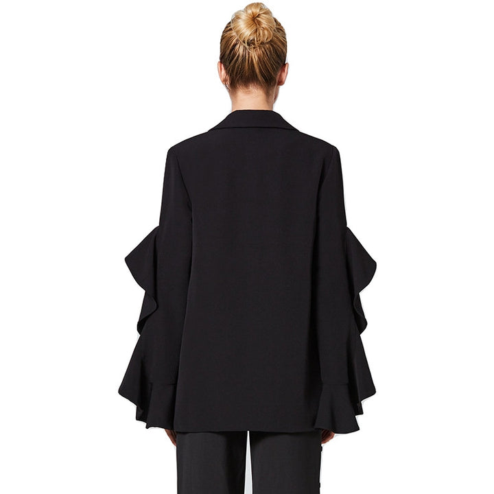 Blazer Feminino Manga Babado Preto