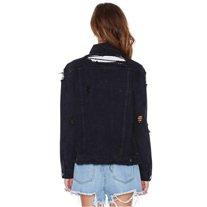 Jaqueta Jeans Puídos Preta